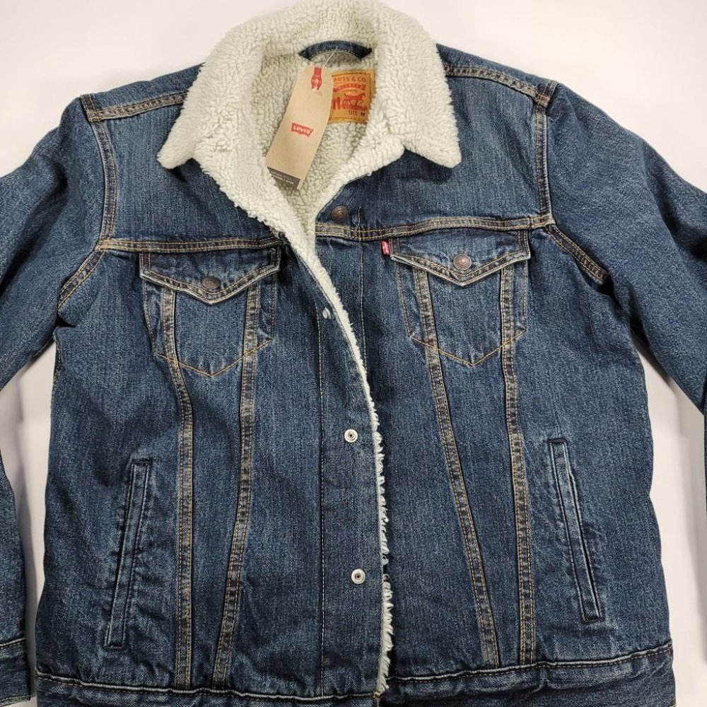Levi's Sherpa Trucker Jacket Blue Denim - Picture 2 of 4